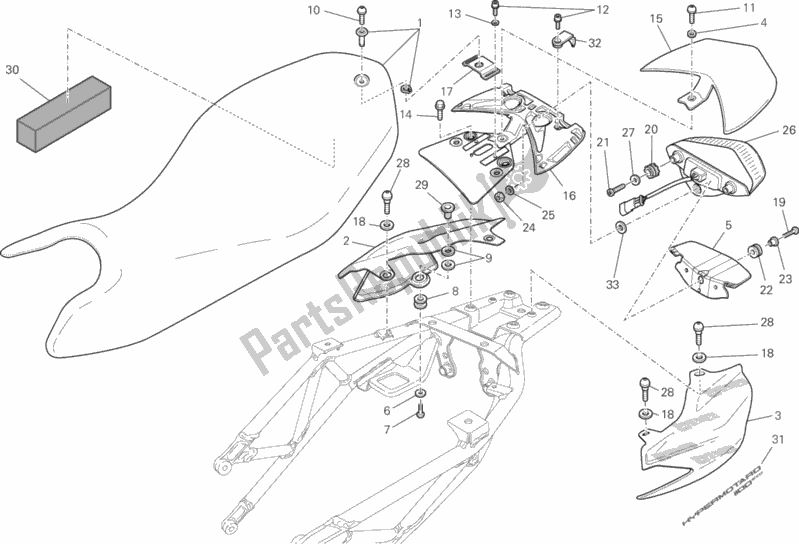 Toutes les pièces pour le Siège du Ducati Hypermotard 1100 EVO 2011